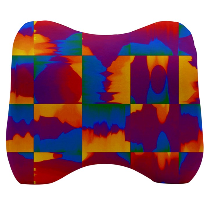 Gay Pride Rainbow Painted Abstract Squares Pattern Velour Head Support Cushion