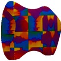 Gay Pride Rainbow Painted Abstract Squares Pattern Velour Head Support Cushion View3