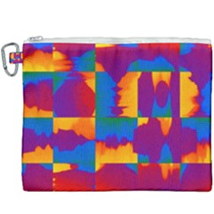 Gay Pride Rainbow Painted Abstract Squares Pattern Canvas Cosmetic Bag (xxxl)