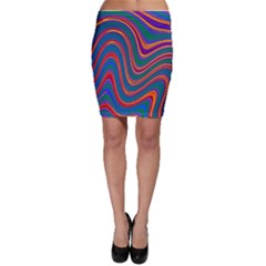 Gay Pride Rainbow Wavy Thin Layered Stripes Bodycon Skirt by VernenInk