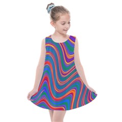 Gay Pride Rainbow Wavy Thin Layered Stripes Kids  Summer Dress by VernenInk