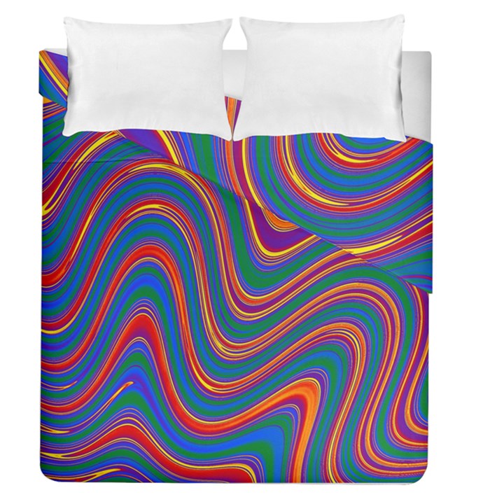 Gay Pride Rainbow Wavy Thin Layered Stripes Duvet Cover Double Side (Queen Size)