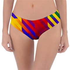 Gay Pride Rainbow Diagonal Striped Checkered Squares Reversible Classic Bikini Bottoms by VernenInk