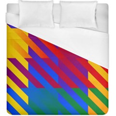 Gay Pride Rainbow Diagonal Striped Checkered Squares Duvet Cover (king Size) by VernenInk