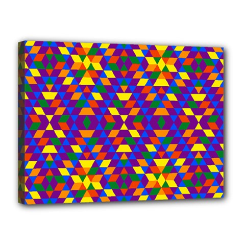 Gay Pride Geometric Diamond Pattern Canvas 16  X 12  (stretched) by VernenInk