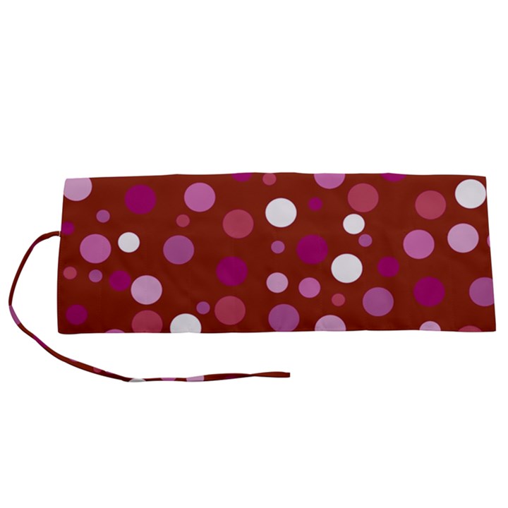 Lesbian Pride Flag Scattered Polka Dots Roll Up Canvas Pencil Holder (S)