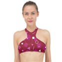 Lesbian Pride Flag Retro Shapes Pattern High Neck Bikini Top View1