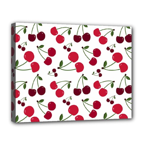 Cute Cherry Pattern Canvas 14  X 11  (stretched) by TastefulDesigns