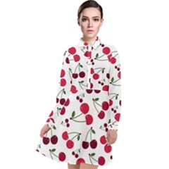 Cute Cherry Pattern Long Sleeve Chiffon Shirt Dress by TastefulDesigns