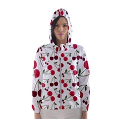 Cute Cherry Pattern Women s Hooded Windbreaker