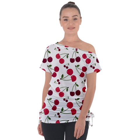 Cute Cherry Pattern Tie-up Tee by TastefulDesigns