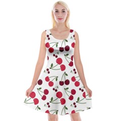 Cute Cherry Pattern Reversible Velvet Sleeveless Dress