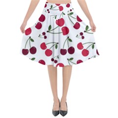 Cute Cherry Pattern Flared Midi Skirt by TastefulDesigns