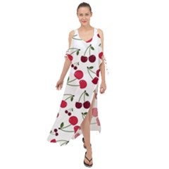 Cute Cherry Pattern Maxi Chiffon Cover Up Dress by TastefulDesigns