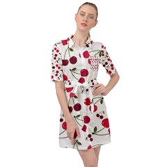 Cute Cherry Pattern Belted Shirt Dress by TastefulDesigns