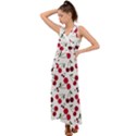 Cute cherry pattern V-Neck Chiffon Maxi Dress View1