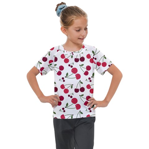 Cute Cherry Pattern Kids  Mesh Piece Tee by TastefulDesigns