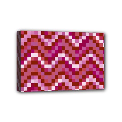 Lesbian Pride Pixellated Zigzag Stripes Mini Canvas 6  X 4  (stretched) by VernenInk