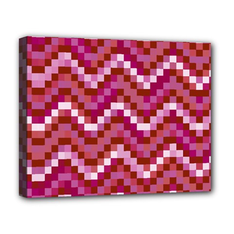 Lesbian Pride Pixellated Zigzag Stripes Deluxe Canvas 20  X 16  (stretched) by VernenInk