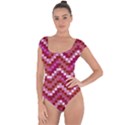 Lesbian Pride Pixellated Zigzag Stripes Short Sleeve Leotard  View1