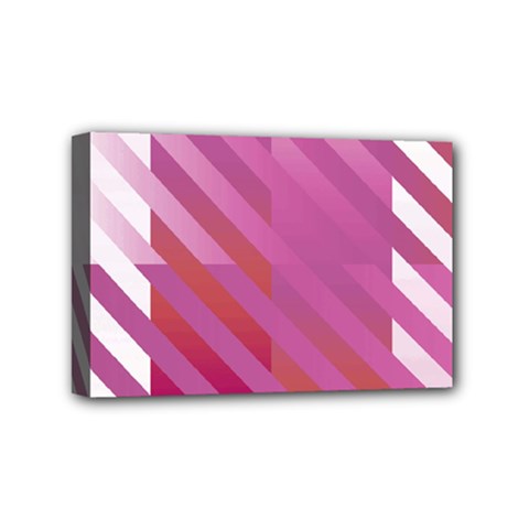 Lesbian Pride Diagonal Stripes Colored Checkerboard Pattern Mini Canvas 6  X 4  (stretched) by VernenInk