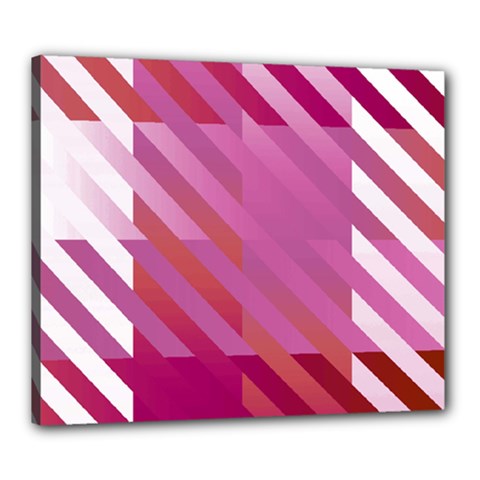 Lesbian Pride Diagonal Stripes Colored Checkerboard Pattern Canvas 24  X 20  (stretched) by VernenInk