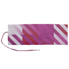 Lesbian Pride Diagonal Stripes Colored Checkerboard Pattern Roll Up Canvas Pencil Holder (m) by VernenInk