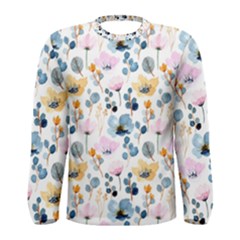 Watercolor Floral Seamless Pattern Men s Long Sleeve Tee