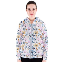 Watercolor Floral Seamless Pattern Women s Zipper Hoodie