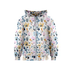 Watercolor Floral Seamless Pattern Kids  Zipper Hoodie