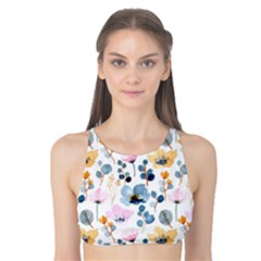 Watercolor Floral Seamless Pattern Tank Bikini Top by TastefulDesigns