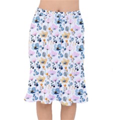 Watercolor Floral Seamless Pattern Short Mermaid Skirt by TastefulDesigns