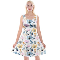 Watercolor Floral Seamless Pattern Reversible Velvet Sleeveless Dress