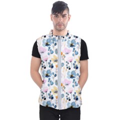 Watercolor Floral Seamless Pattern Men s Puffer Vest