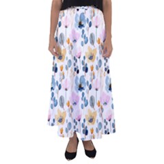 Watercolor Floral Seamless Pattern Flared Maxi Skirt by TastefulDesigns