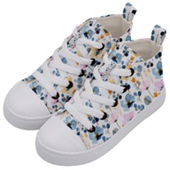 Watercolor Floral Seamless Pattern Kids  Mid-top Canvas Sneakers by TastefulDesigns