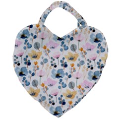 Watercolor Floral Seamless Pattern Giant Heart Shaped Tote by TastefulDesigns