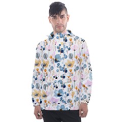 Watercolor Floral Seamless Pattern Men s Front Pocket Pullover Windbreaker