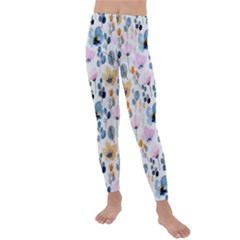 Watercolor Floral Seamless Pattern Kids  Lightweight Velour Leggings