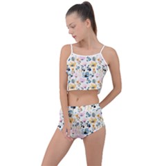 Watercolor Floral Seamless Pattern Summer Cropped Co-ord Set by TastefulDesigns