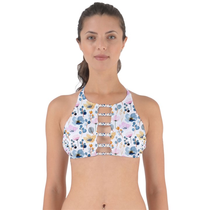 Watercolor Floral Seamless Pattern Perfectly Cut Out Bikini Top