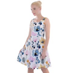 Watercolor Floral Seamless Pattern Knee Length Skater Dress