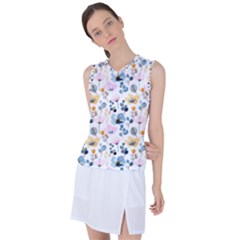 Watercolor Floral Seamless Pattern Women s Sleeveless Sports Top