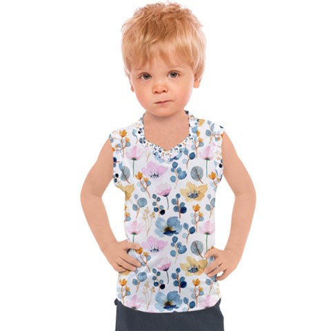 Watercolor Floral Seamless Pattern Kids  Sport Tank Top by TastefulDesigns