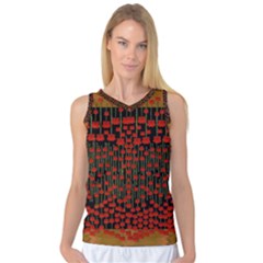 Summer  Flowers In A Floral Jungle Ornate Women s Basketball Tank Top by pepitasart