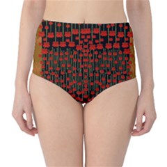 Summer  Flowers In A Floral Jungle Ornate Classic High-waist Bikini Bottoms by pepitasart