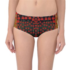 Summer  Flowers In A Floral Jungle Ornate Mid-waist Bikini Bottoms by pepitasart