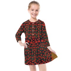 Summer  Flowers In A Floral Jungle Ornate Kids  Quarter Sleeve Shirt Dress by pepitasart