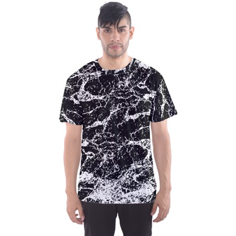 Black And White Abstract Textured Print Men s Sport Mesh Tee by dflcprintsclothing