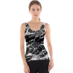 Black And White Abstract Textured Print Tank Top by dflcprintsclothing